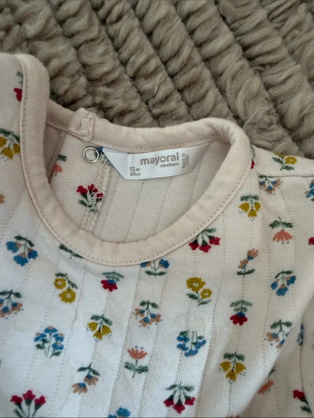 Mayoral Cream Quilted Top with Multicolor Floral Print
